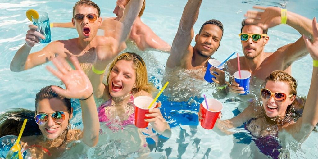 people enjoying pool party