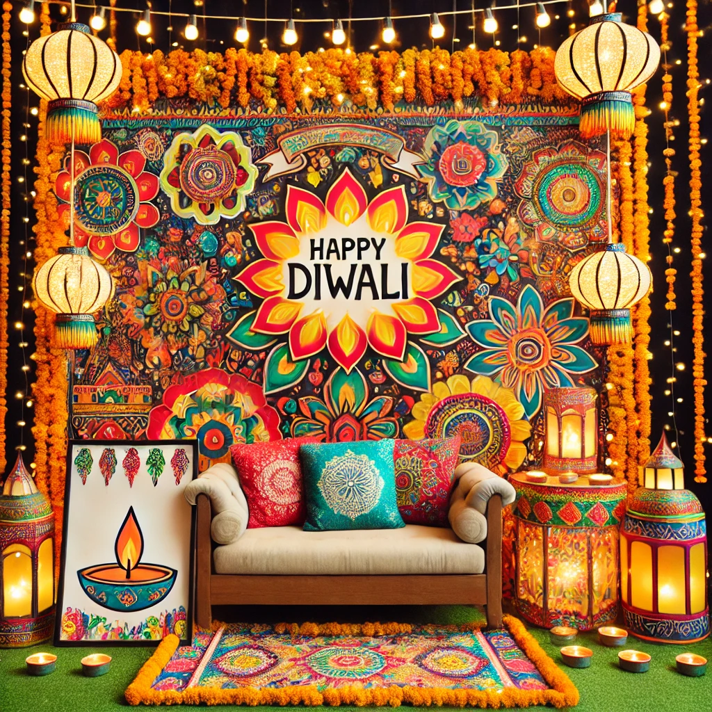 Office Diwali Party booth with employee