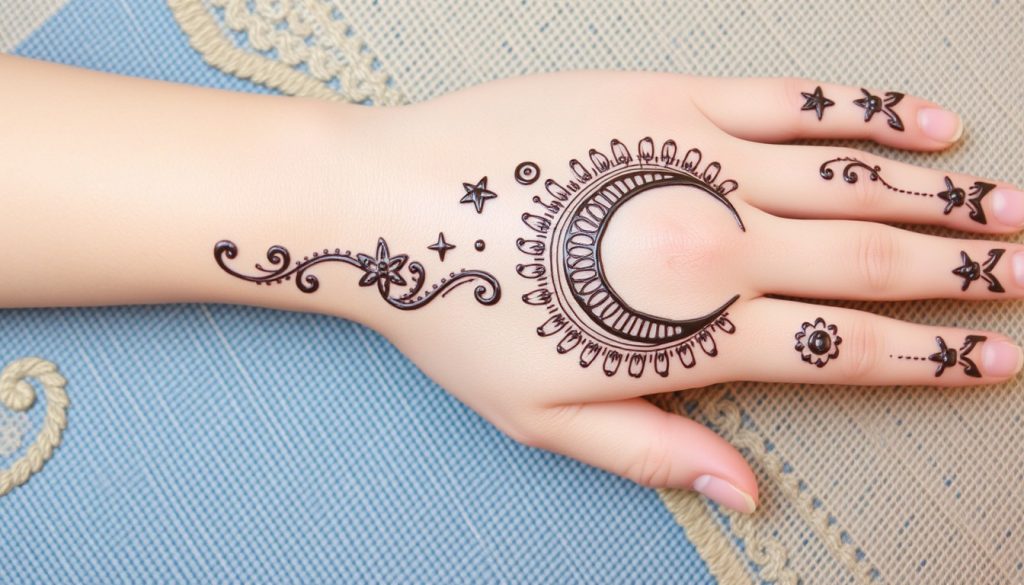 Star and Moon Mehndi Design